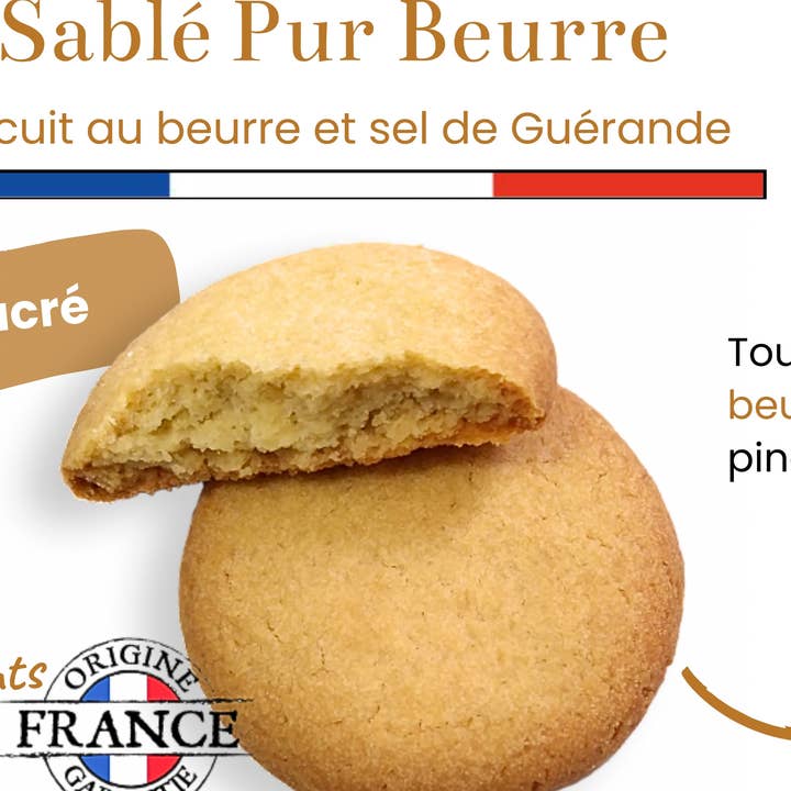Plasticized product sheet - Pure Butter Shortbread - French origin for wholesale by Lou Goustetto