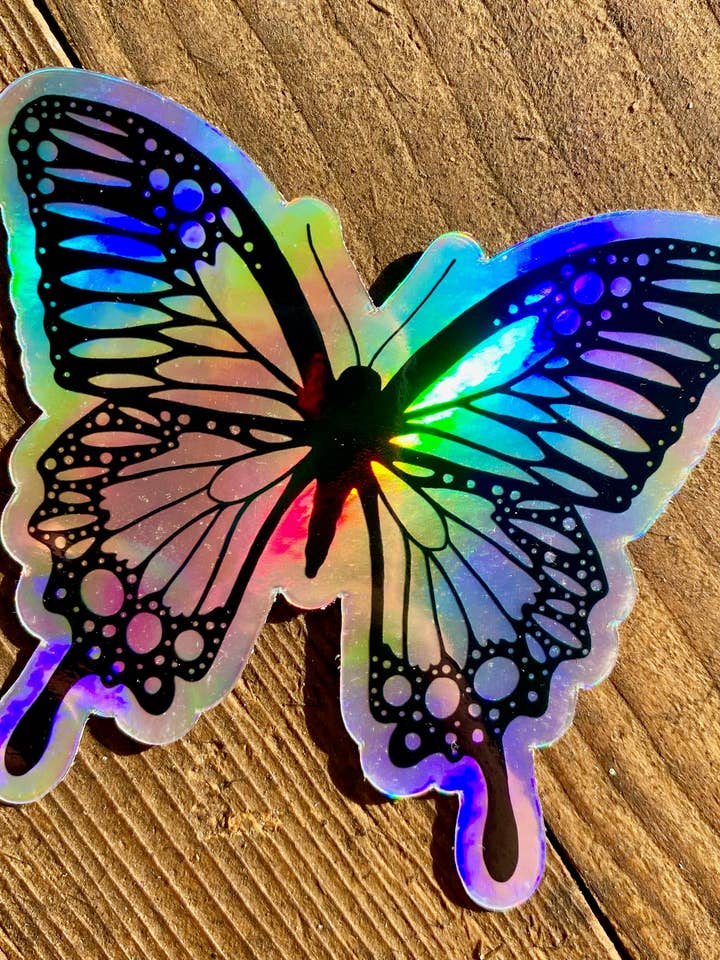 Etiqueta de borboleta holográfica por atacado de Golden Grove Paper