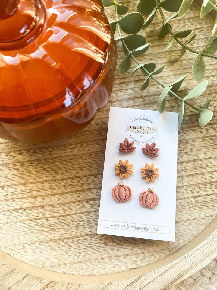 Harvest Stud Pack - Polymer Clay Earrings for wholesale by Clay by Day Designs