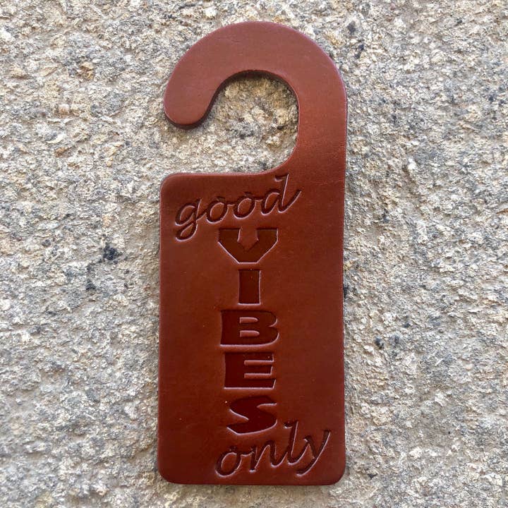 Good Vibes Only Air Flair Door Hanger for wholesale by Callahan Leather Co.