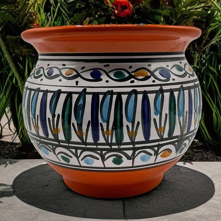 Berber Cachepot Vase i Keramik-Tunesiske Håndværk #1 for engroshandel hos Etnico del Mondo