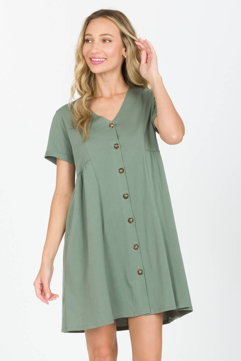 Tres Bien, Inc - Wholesale Dress - Women's - S/S BABYDOLL DRESS WITH BUTTONS3