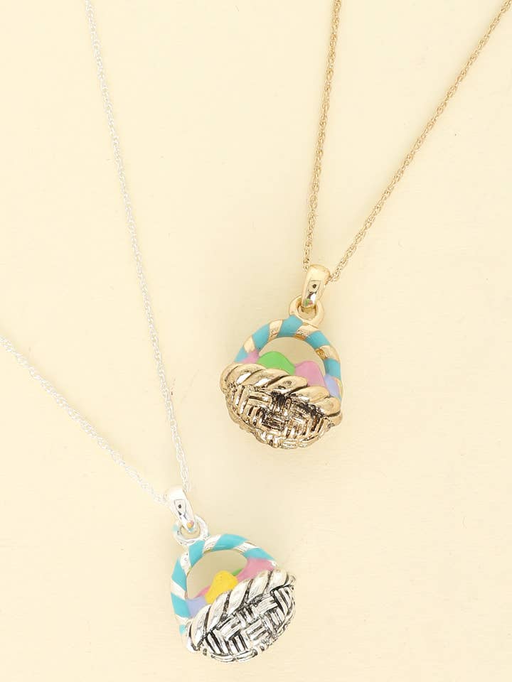 Easter Egg Basket Pendant Chain Necklace for wholesale by SP Sophia Collection