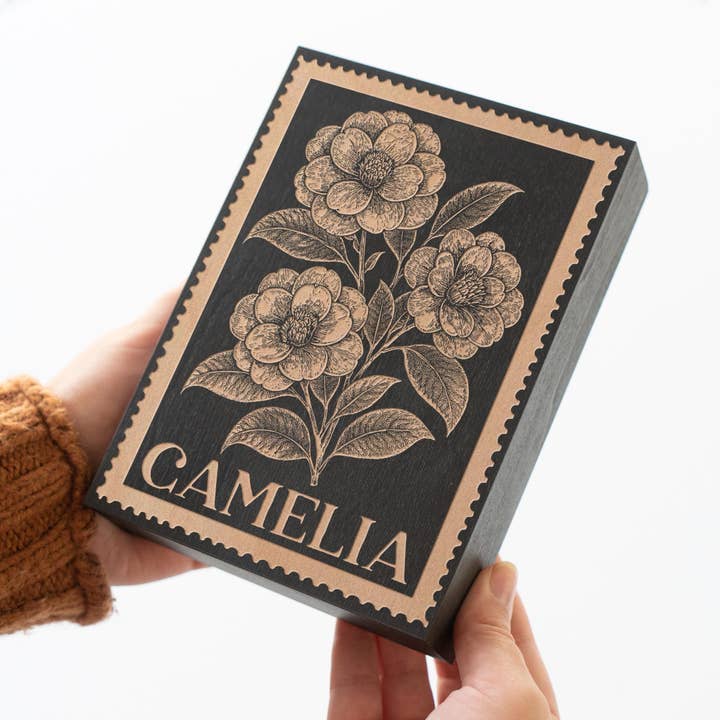 Camelia Floral Engraved Illustration for wholesale by Benoit's Design Co.