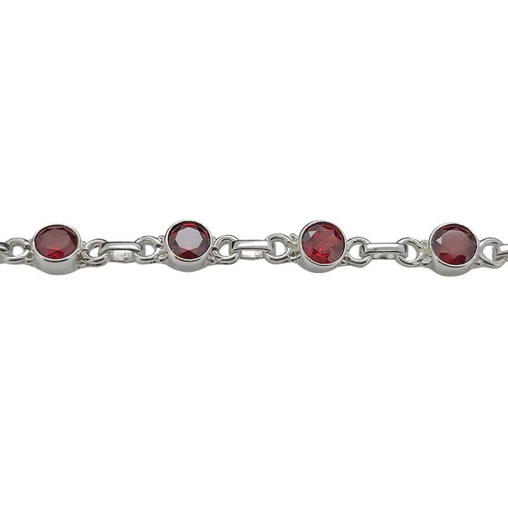 Amberman - Wholesale Link & Chain Bracelet - Garnet Sterling Silver Link Bracelet
