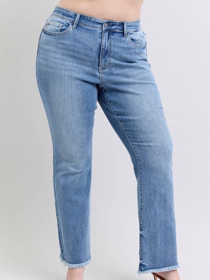 High Waisted Bootcut with Fray Hem - PLUS for wholesale by Judy Blue Jeans