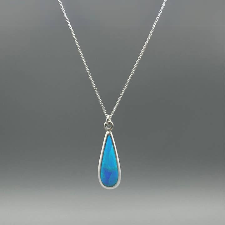 Collana in Turchese a Goccia Allungata in Argento per la vendita all'ingrosso da parte di Something Silver