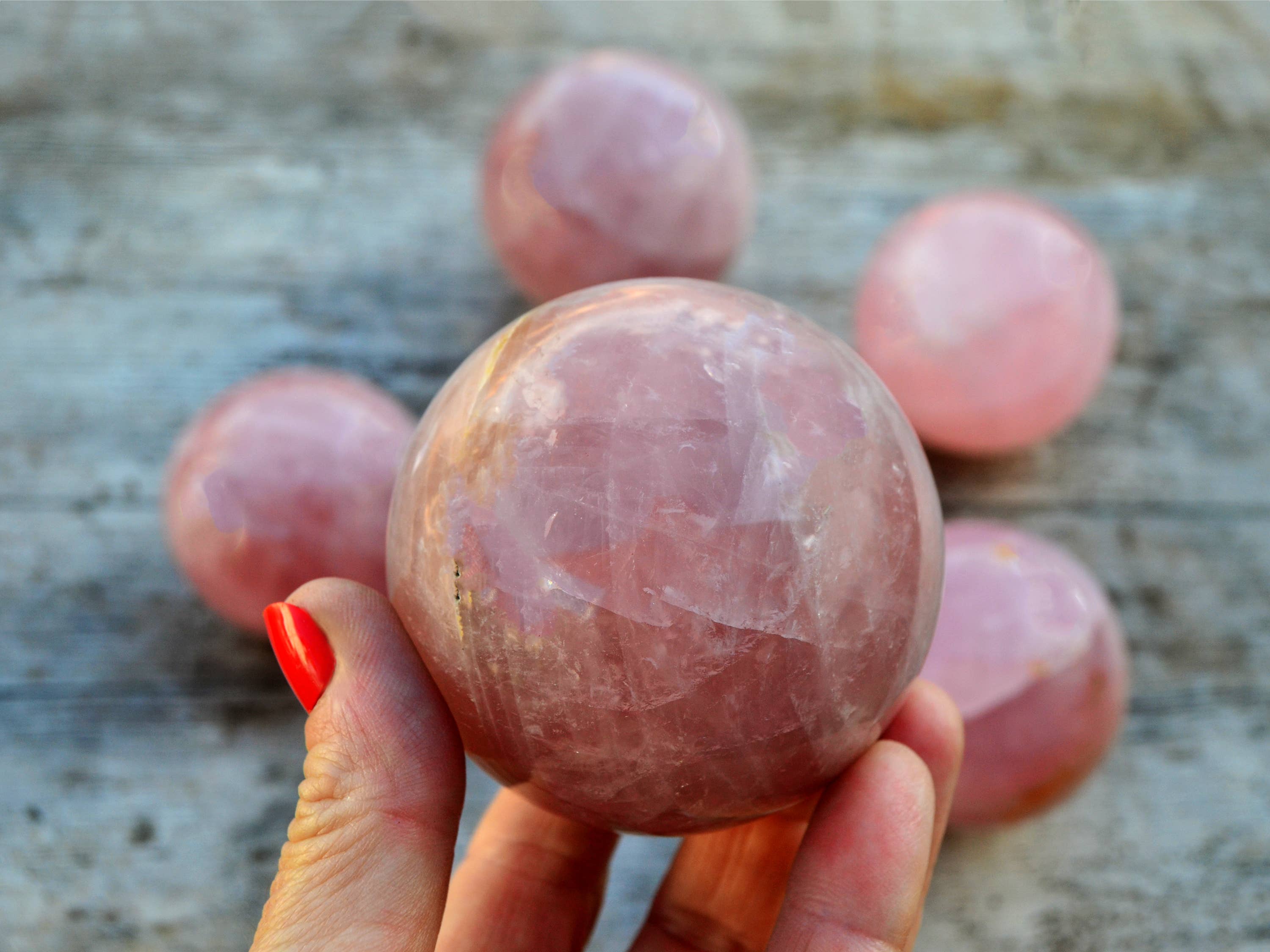 Kaia & Crystals - Wholesale Spiritual Stone/Crystal - XL Rose Quartz Sphere Crystal (70mm - 110mm)0