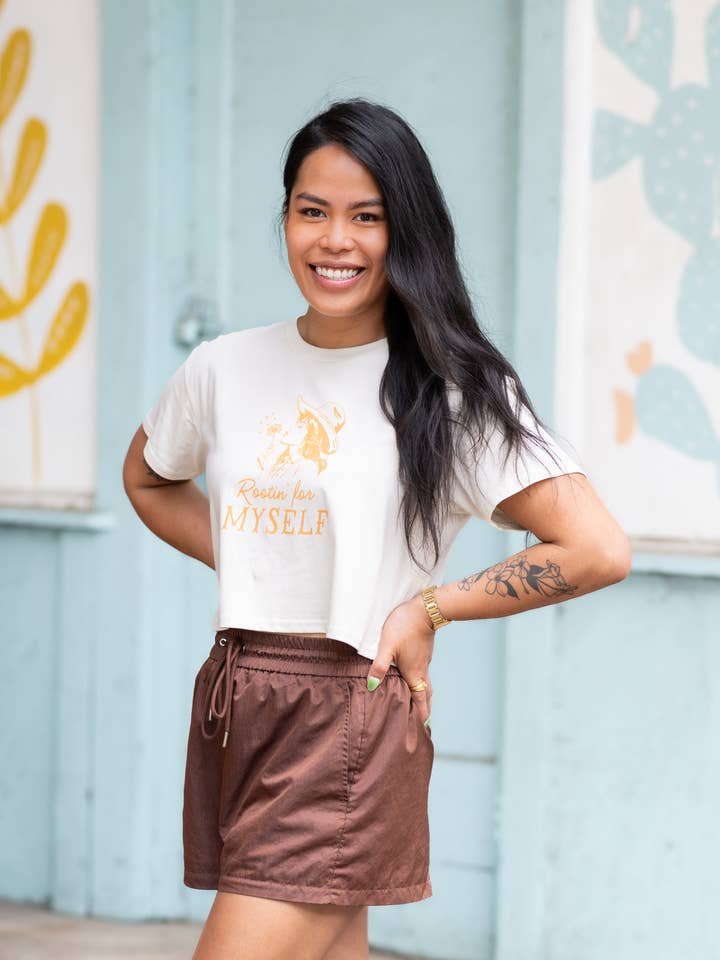Rootin' For Myself Crop Tee for wholesale by Girl Riot Society by Mosaic Makers Co