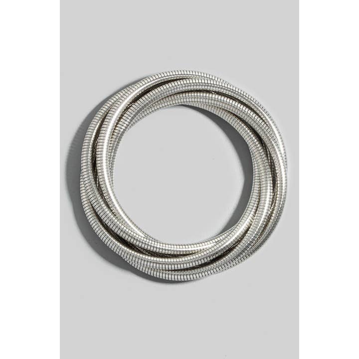 Knotted Elastic Metallic Coil Bracelet Set for wholesale by The Looks by Fame Accessories