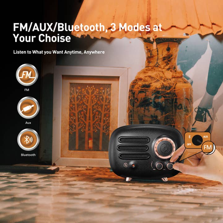 MUZEN Knight Black Portable FM Radio & Bluetooth Speaker for wholesale on Faire