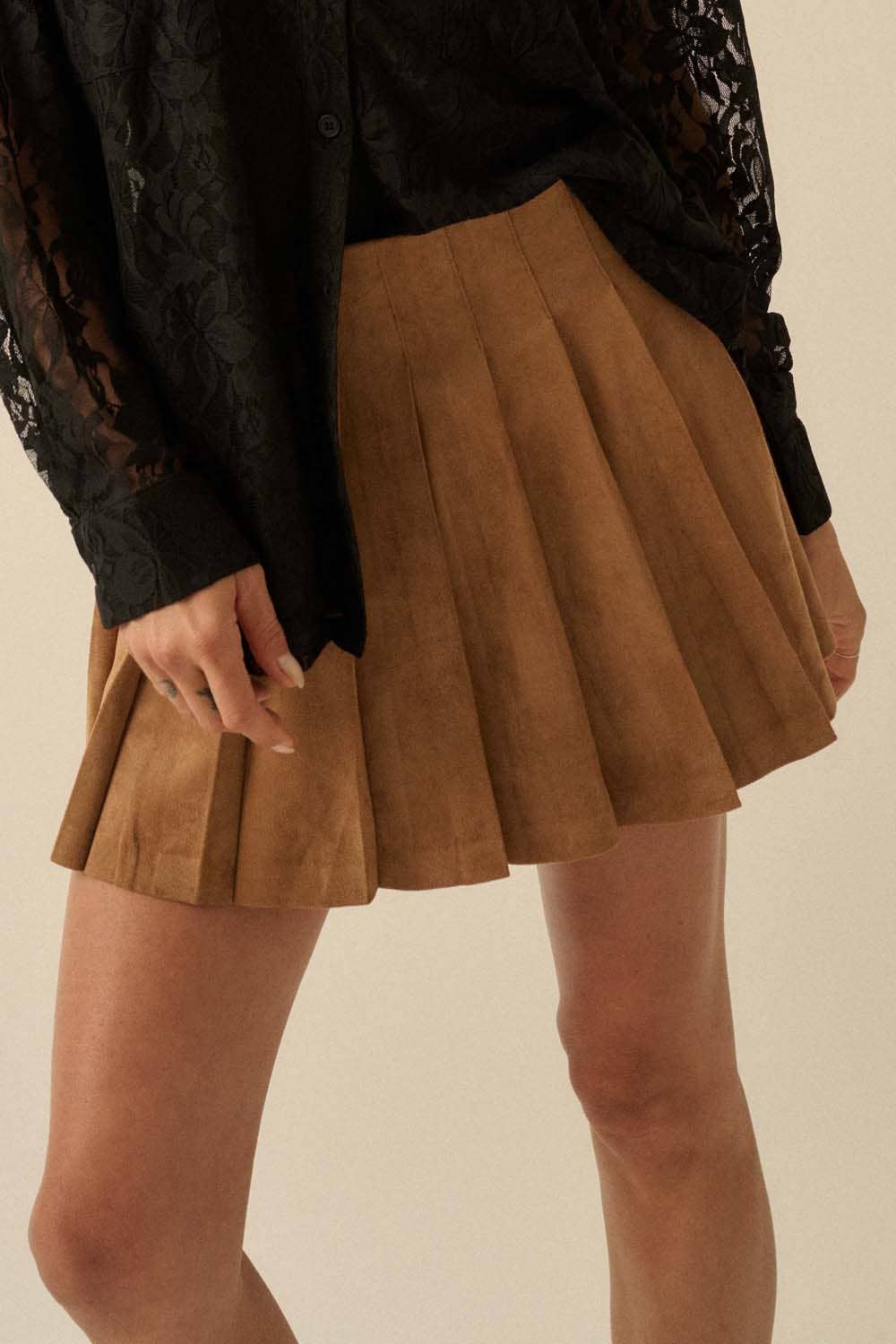Promesa USA - Wholesale Skirt - Women's - Faux Suede Pleated Mini Skirt16