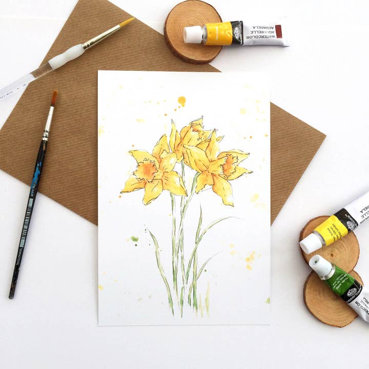 Påsklilja akvarell A5 Art Print för wholesale av ZoeLathamDesigns