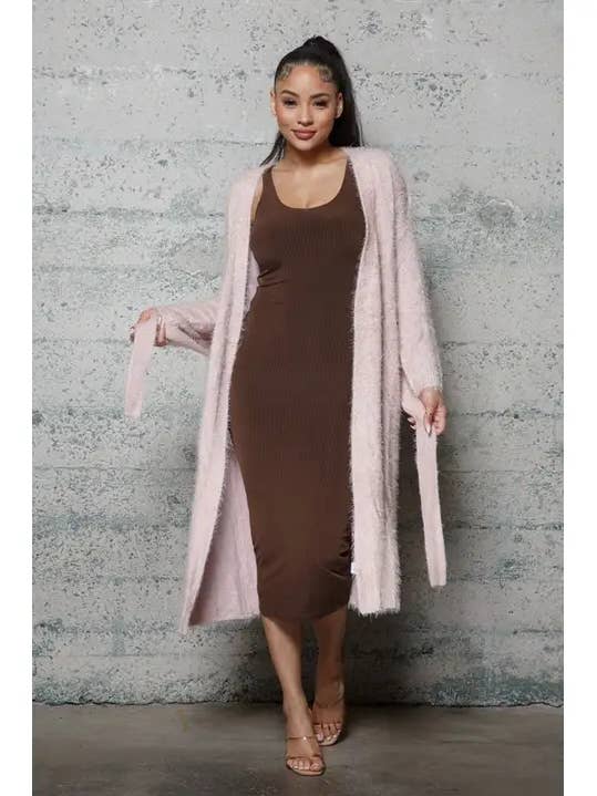 Soft Fuzzy Long Cardigan for wholesale by Melrose with Love