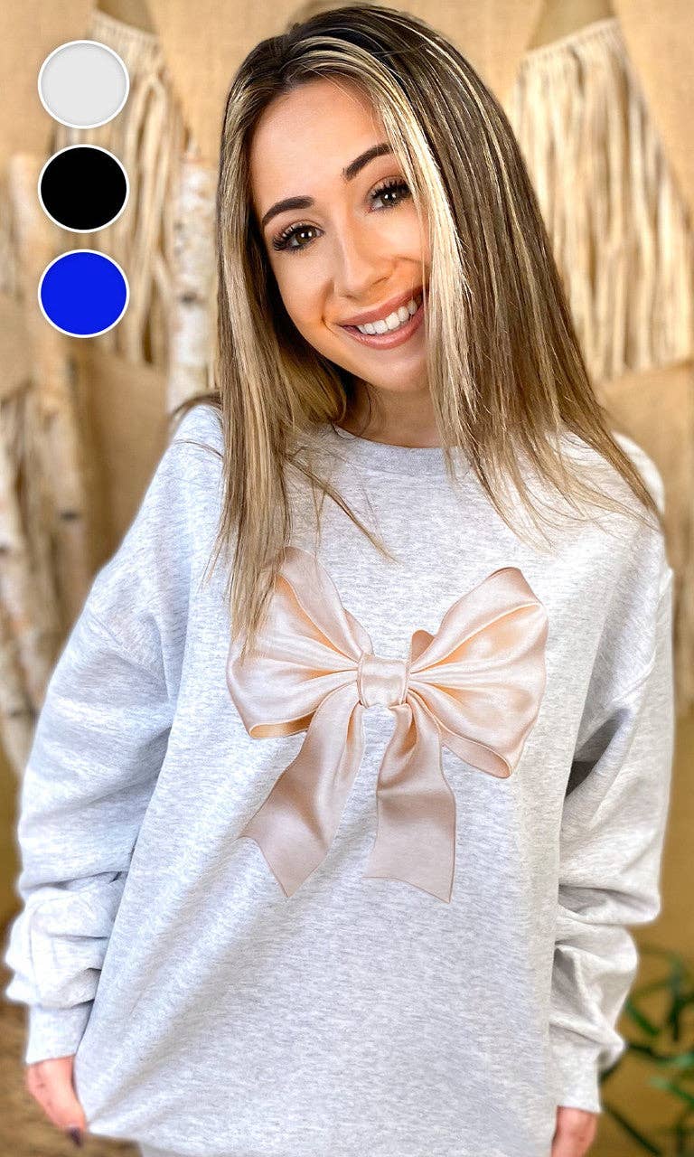 Sugar Stitch - Wholesale Graphic Sweatshirt - Women's - Satin Bow Graphic Sweatshirt