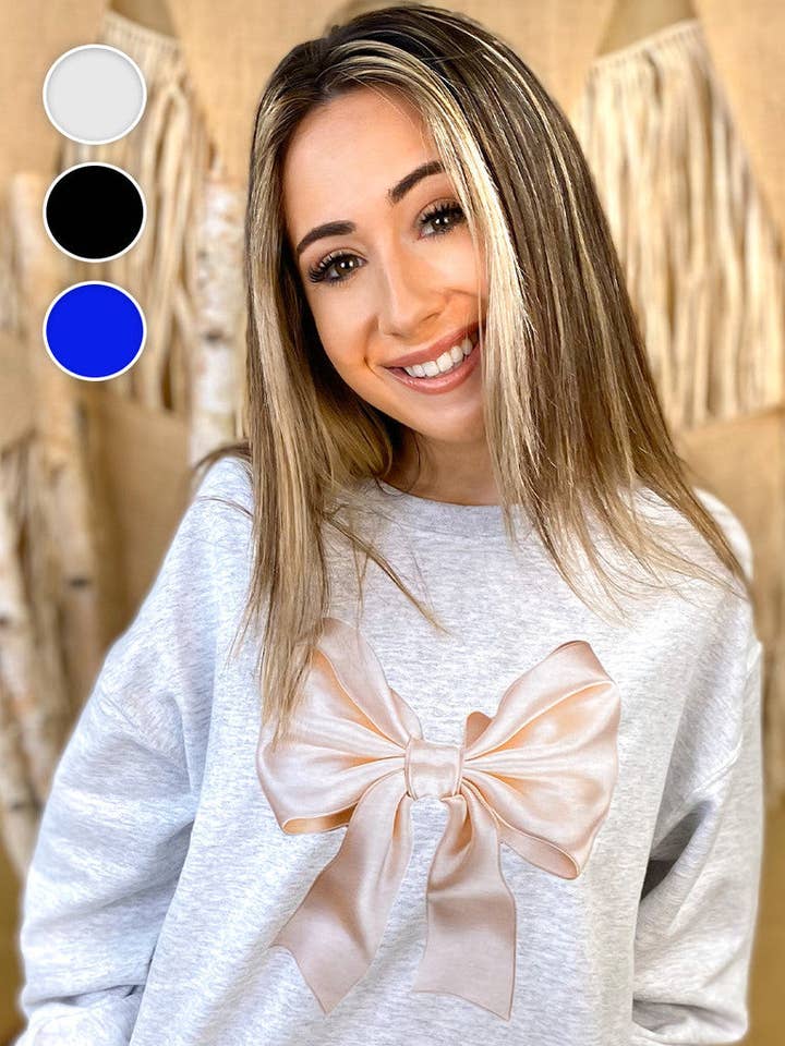 Sugar Stitch - Wholesale Graphic Sweatshirt - Women's - Satin Bow Graphic Sweatshirt0