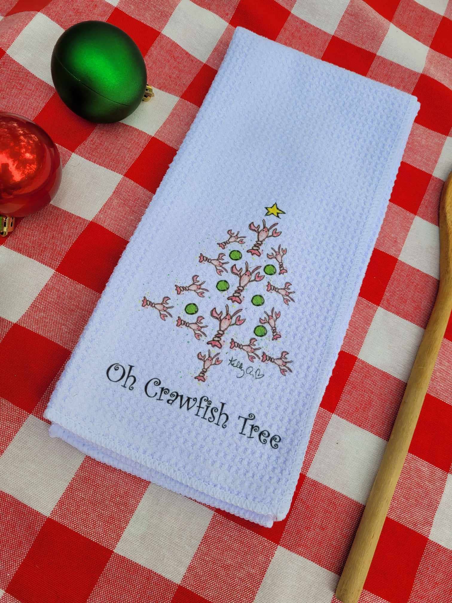 Kelly Airhart Studios - Wholesale Tea Towel - Christmas Tea Towel. Oh Crawfish Tree8