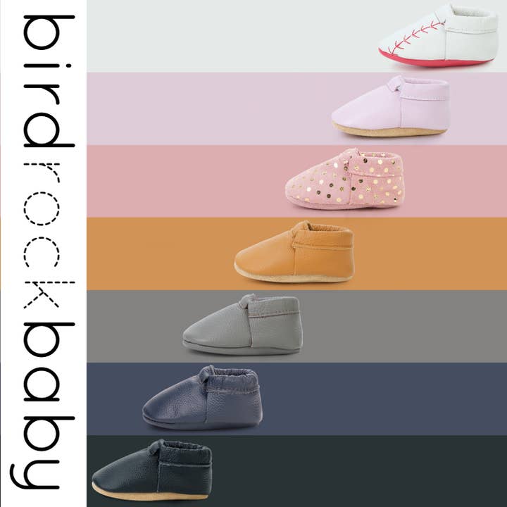 BirdRock Baby - Wholesale Moccasins - Kids - Fringeless Baby Moccasins - Leather Baby Shoes (Gingersnap)