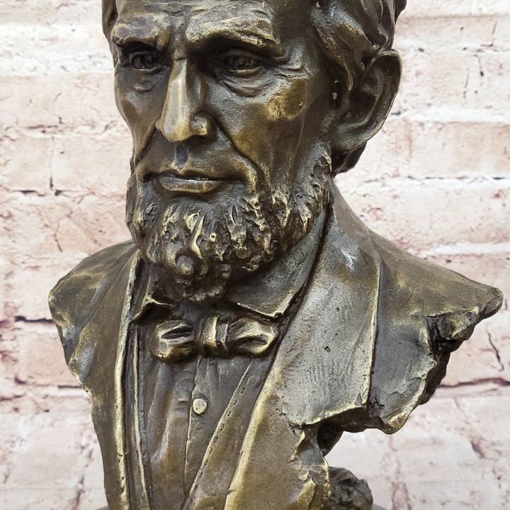Bronzhaus - Wholesale Sculpture - Abraham Lincoln Bronze Metal Presidential Bust Sculpture Statue on Marble Base