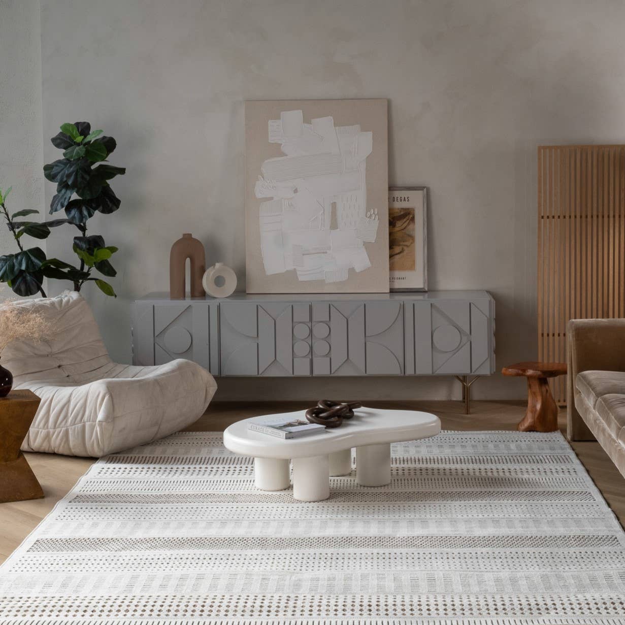 Abstract Modern Boho Beige Brown Indoor Area Rug for wholesale on Faire2