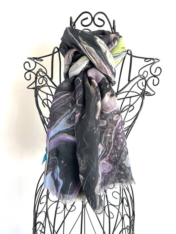 Sciarpa/Scialle d'Arte in Seta Modal per Tutte le Stagioni - Nella Gioia e nel Dolore per la vendita all'ingrosso da parte di KayJayStudio