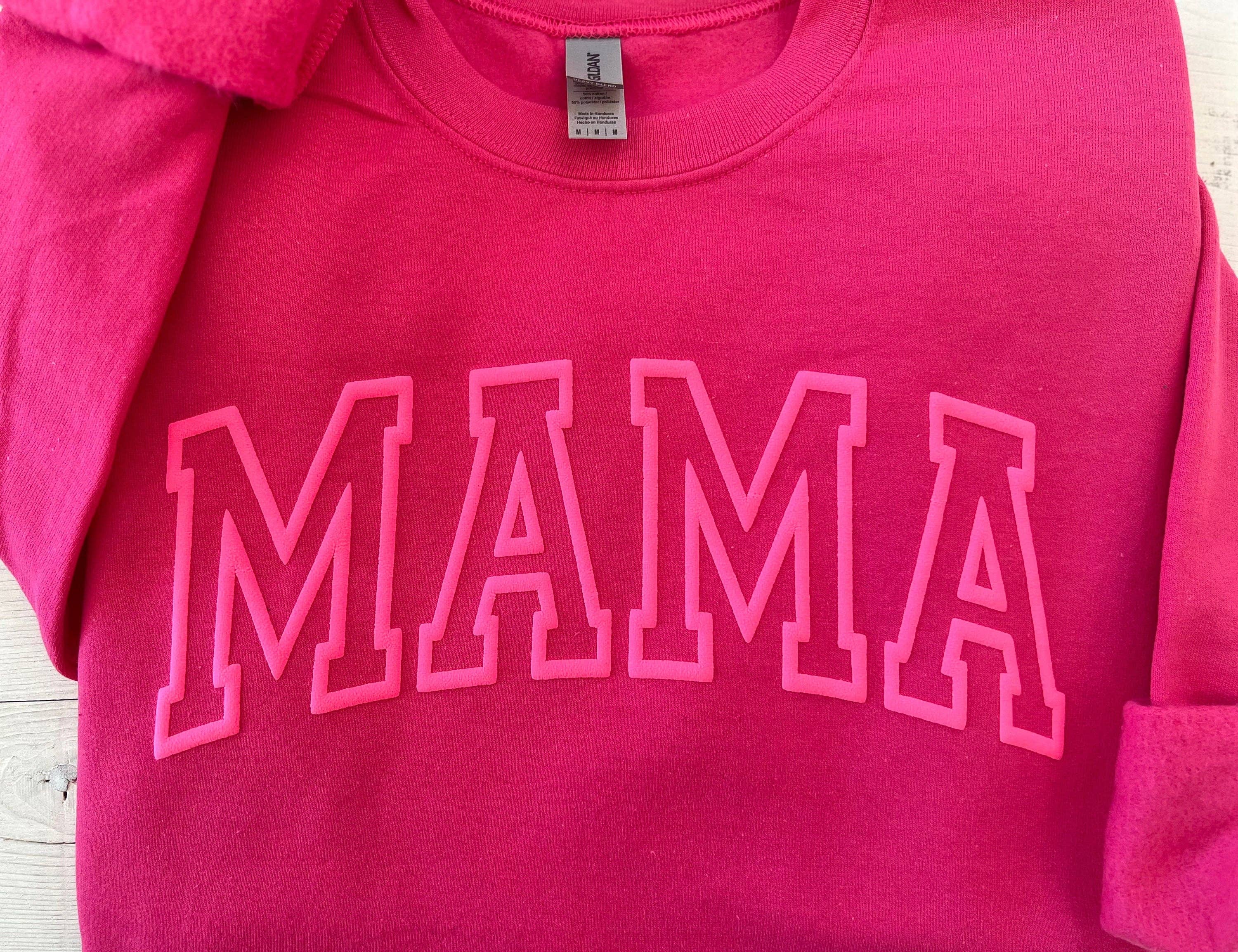 Heliconia Puff Embossed Hot Pink Mama Crewneck for wholesale on Faire2