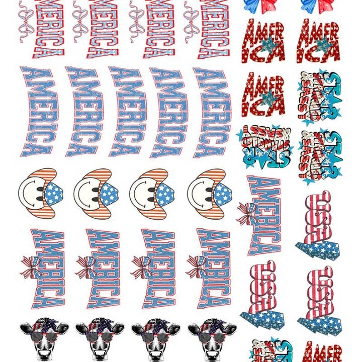 Wholesale Accessory Market - Wholesale Sublimation Transfer - 22 x 36 Patriotic Pre-Made Hat Gang Sheet