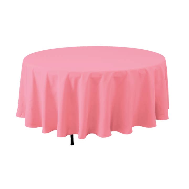 Housse de table ronde en polyester, 120 pouces, rose pour la vente par Portofino International Trading, USA