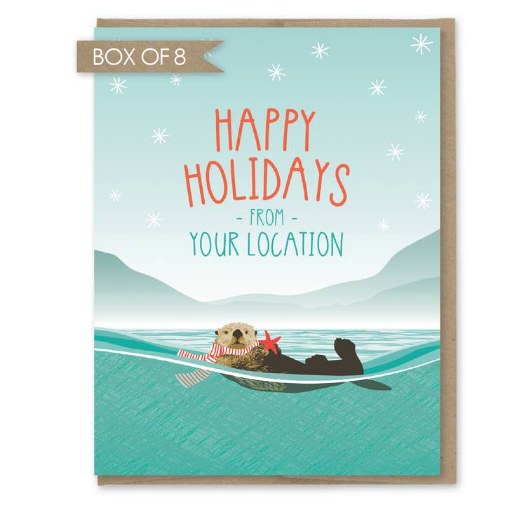 Custom Holiday Card - Otter - Box of 8 for wholesale by Modern Printed Matter