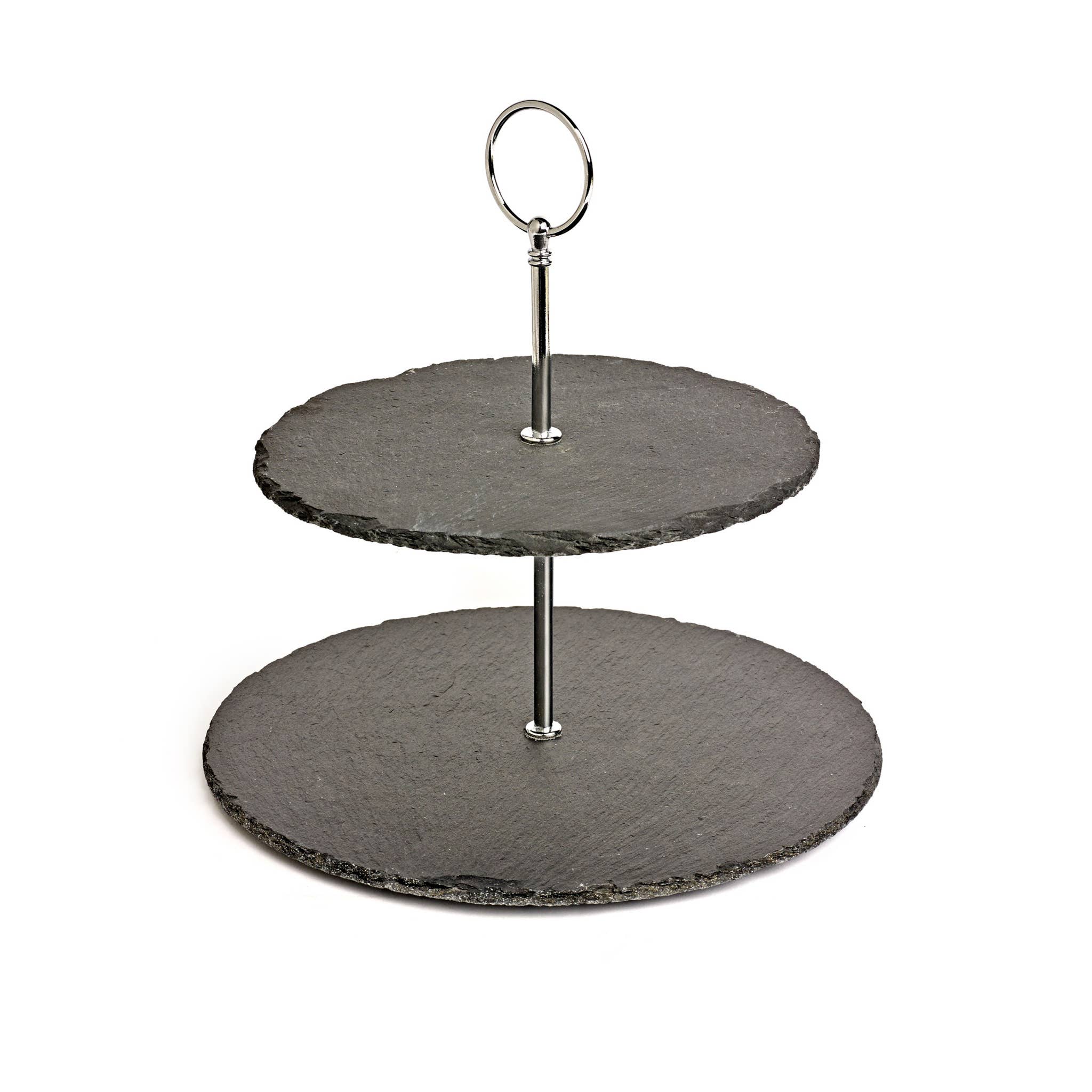 Gadsby – wholesale Cake stand – 2-Tier Cake Stand - Natural Slate - Food Display0