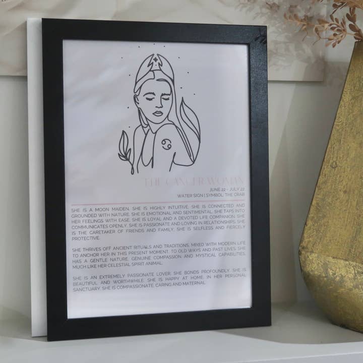Cancer Zodiac Framed Print (A4) for wholesale by By Laura Henao