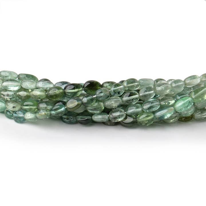 4x3-5x3.5mm Green Tourmaline Plain Oval Beads 16 inch 89 pieces AA for wholesale by Beads of Cambay
