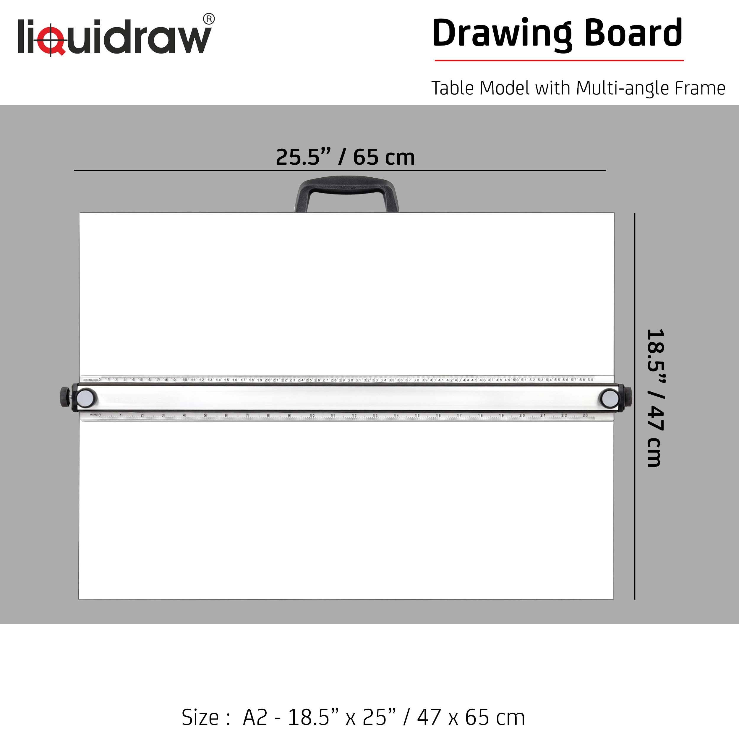 Liquidraw - Wholesale Drawing Board - Kids & Baby - Liquidraw A2 Drawing Board Parallel Motion, Table Model with 5 Adjustable Working Angles, Includes Drawing Board Clips & Set Square, TTM02, White2