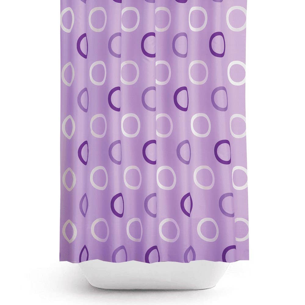 TROPIK HOME – wholesale Duschdraperi – Lila och vita ringar, Extra lång tyg badrum dusch0