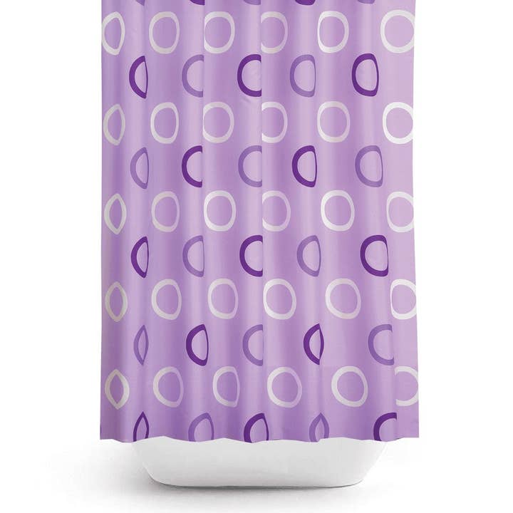 Lilac and White Rings, Extra Long Fabric Bathroom Shower for wholesale by TROPIK HOME