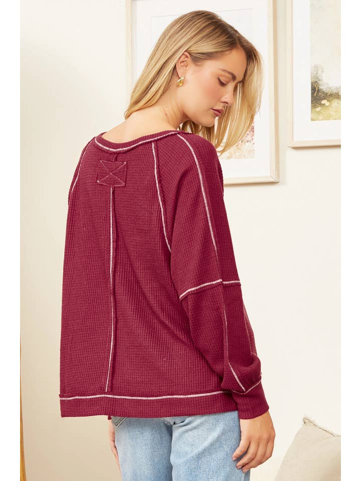Andrée by Unit - Wholesale Shirt - Women's - Reverse Stitching Brushed Thermal Tunic Top MHS47