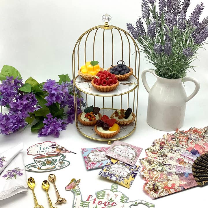All Little Cute Things - Wholesale Cake Stand - Gold Bird Cage Tiered Stand Platter for Tea House Parties