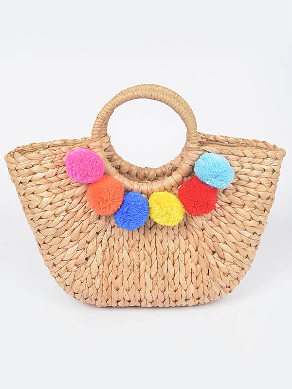 Straw PomPom mulepose for engroshandel hos Shop Neighbors