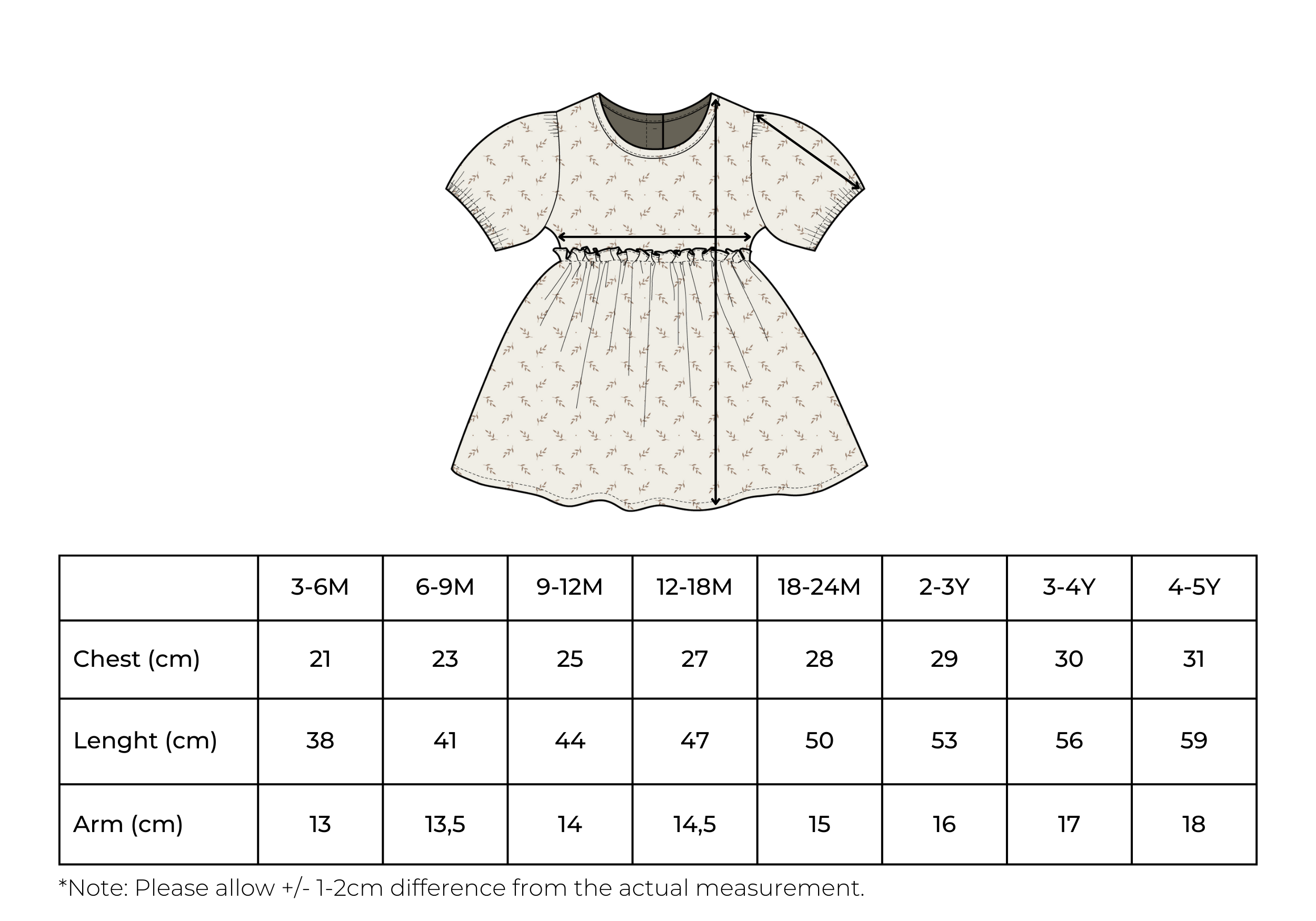 Eli & Nev (we cover U.S. import duties) - Vente Robe – bébé - Robe d'été fleurie pour petite fille beige 100% coton OEKO-TEX14