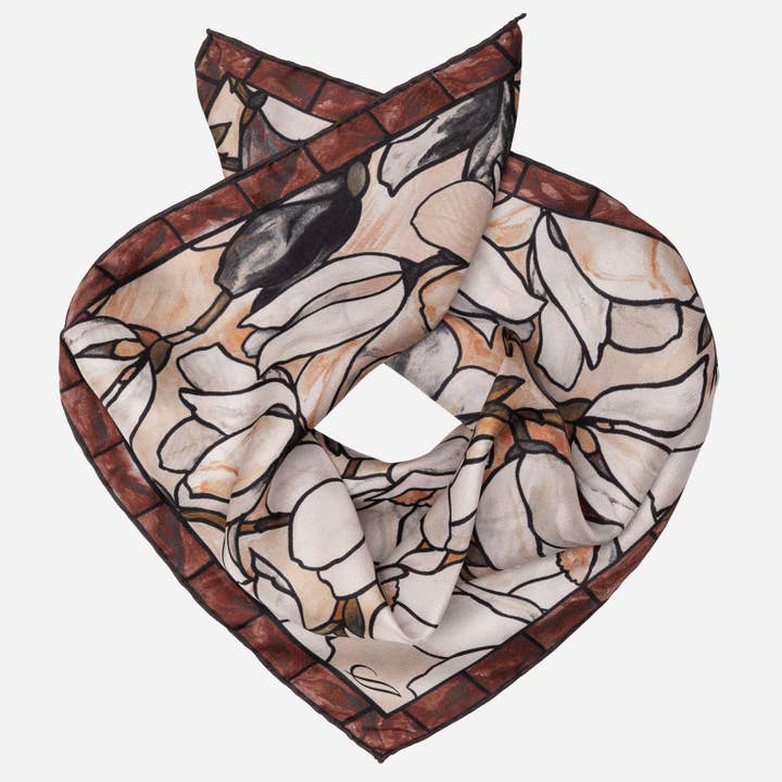 Clara - Silk Bandana - Mahogany Brown for wholesale by Elizabetta Made in Italy USA