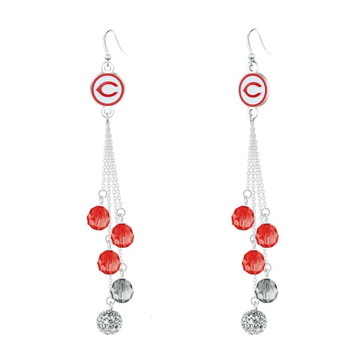 MLB Cincinnati Reds Beaded Dangle Earrings for wholesale by Simran International