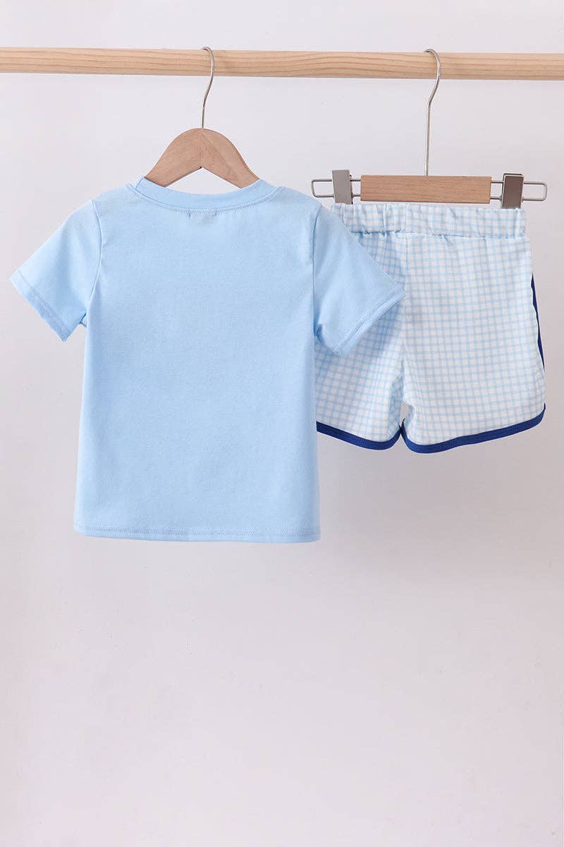 Aspen Rain Boutique - Wholesale Top & Short Set - Kids - Blue golf cart smocked shorts set4