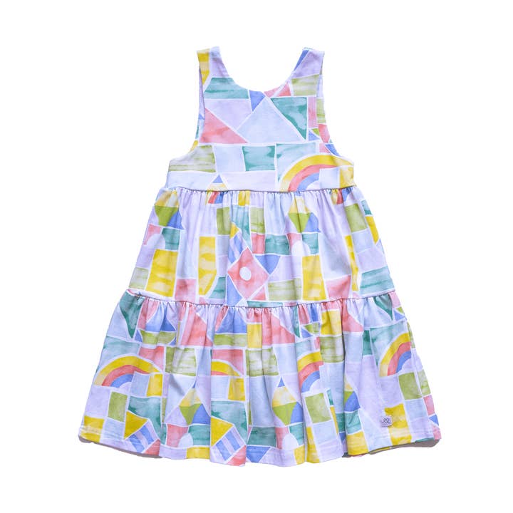 Alex kids’ tier dress | Rainbow Blocks for wholesale by Anise & Ava