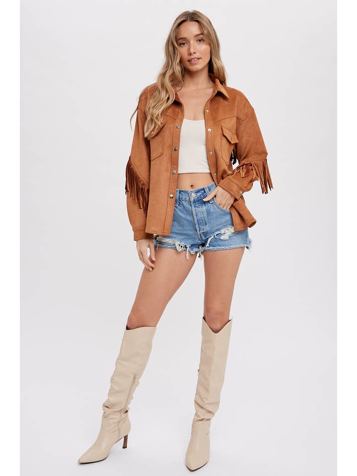 Bluivy - Wholesale Shirt Jacket/Shacket - Women's - VEGAN SUEDE FRINGED SHACKET20