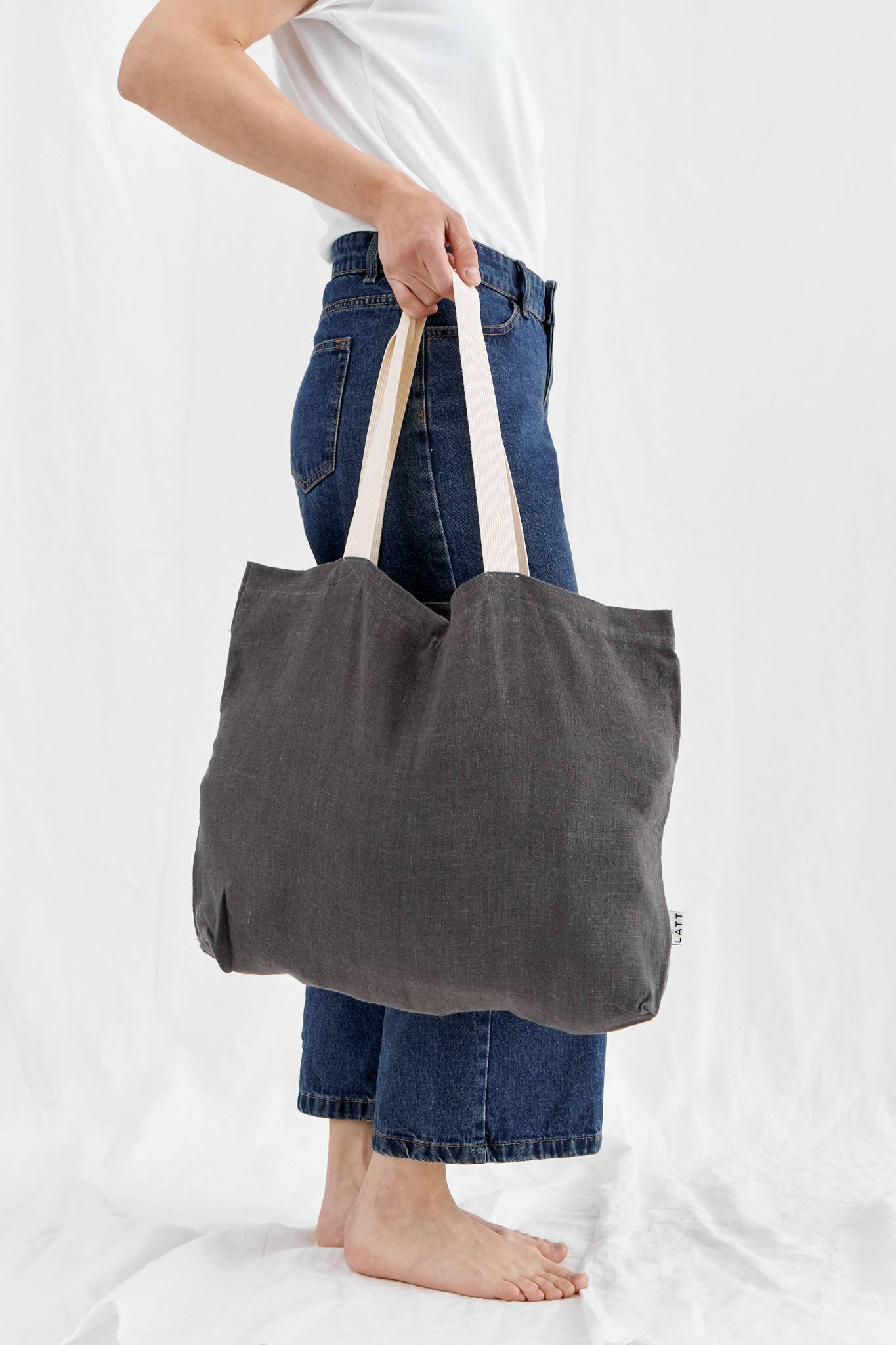 LATT - Wholesale Tote Bag - Unisex - Natural linen tote bag with pocket, large linen beach bag22
