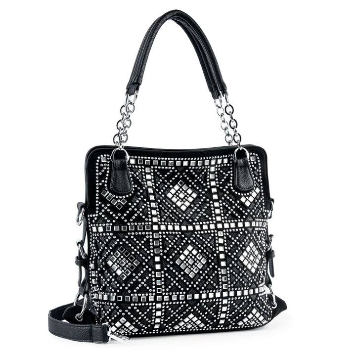 Black Dazzling Rhinestone Fashion Handbag for wholesale on Faire