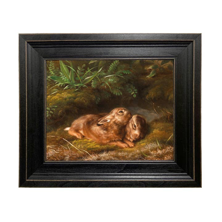 Zwei Kaninchen Vintage-Gemäldedruck auf Leinwand für den Großhandel von Madison Bay Co. - Historical Home Decor Reproductions