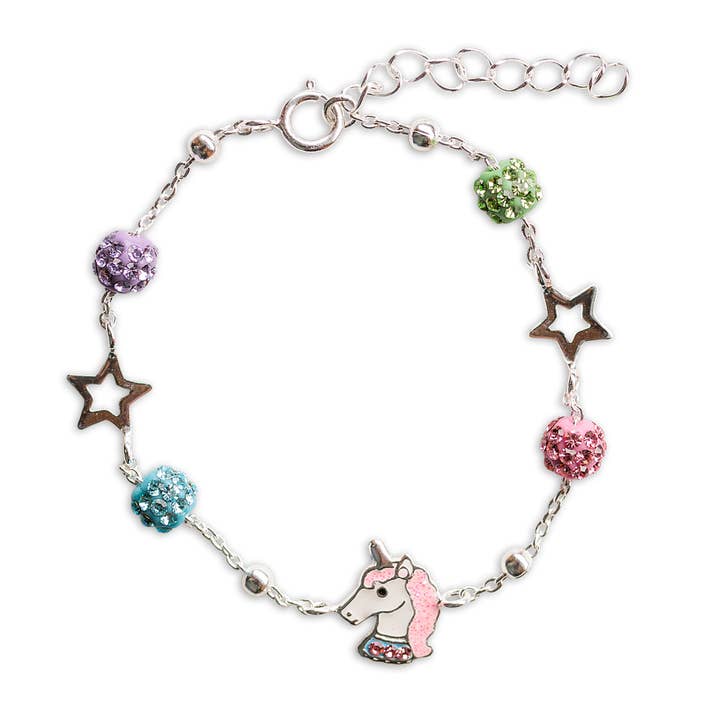 Cherished Moments – wholesale Charm/dangle bracelet – Sterling Silver Rainbow Unicorn Bracelet for Kids (Stardust)