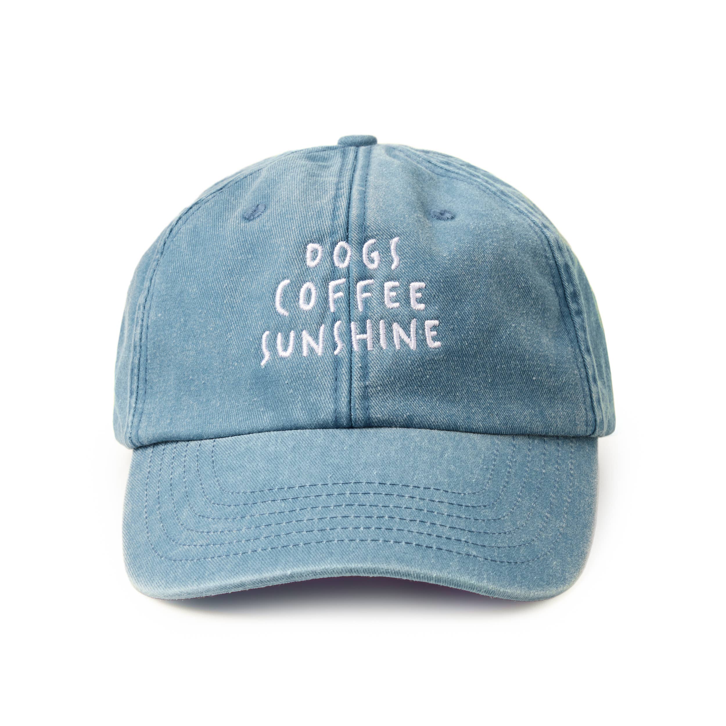 Lieblingspfote - Venta al por mayor Gorra de béisbol - Unisex - Gorra de denim vintage con bordado 'DOGS COFFEE SUNSHINE'