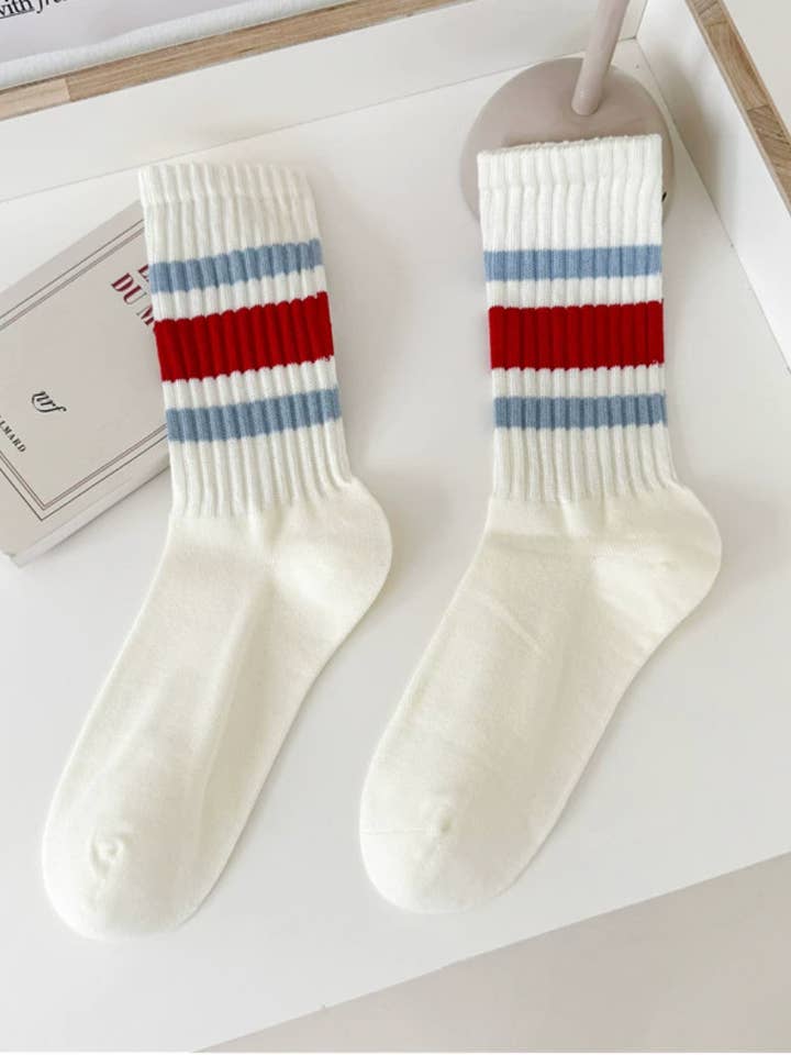 LoveLina - Wholesale Socks - Women's - Retro Striped Ribbeed Socks - JOVI3